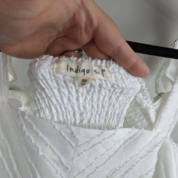 Women's White Sundress Size 2X Tiered Skirt Adjustable Straps - Picture 3 of 6